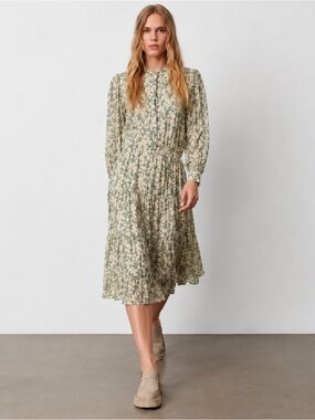 Sophie Schnoor Swabbi Dress NWT Green Floral Gold M Feminine Party Career